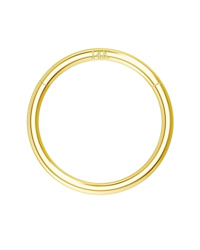 14K Solid Gold Nose Rings, Yellow Gold, 18g/16g/20g | For Women Man, Real Gold, 14Kt, Tiny Seamless Hoop, Nose Piercing, Cartilage Earring, Hypoallergenic - color: HoopA, size: 16g- 9mm