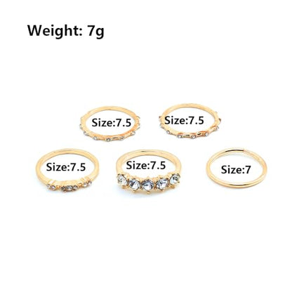 GIGB PBDK Dainty Gold Stackable Rings for Women,Sparkly 14k Gold Plated Cubic Zirconia Thumb Ring Set,Trendy Non Tarnish Wedding Bands Statement Knuckle Rings