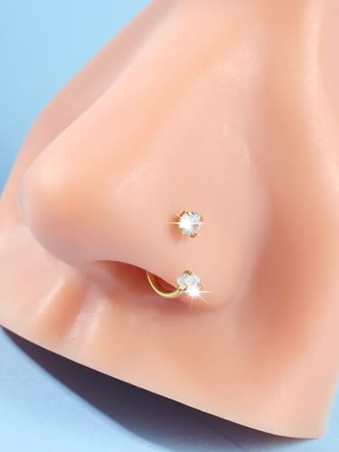 18 Nose Rings Studs Surgical Stainless Steel Hypoallergenic L Shaped Nose Piercing Jewelry for Women Men Silver Black Nostril Hoop Rings 18 Gauge - style: B4 - Horseshoe ring 18g 7mm 8mm gold