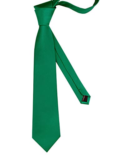 GUSLESON Classic New 3.15"（8cm） Men's Solid Color Necktie Wedding Business Tie + Gift Box - color: Emerald Green