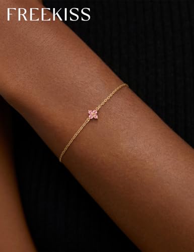 Freekiss Gold Stack Bracelets for Women | Dainty Thin Bracelet Set Trendy 14K Gold Plated Waterproof Bracelets for Women - style: 10 October Tourmaline - Hope