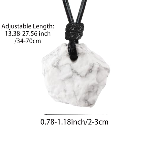 FANASY Natural Raw Crystal Necklace for Women Irregular Stone Necklaces Spiritual Gemstone Pendant with Adjustable Rope - color: White Howlite