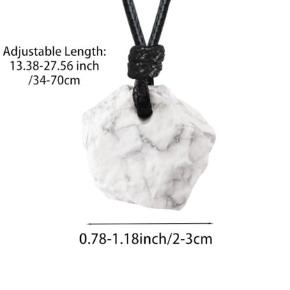 FANASY Natural Raw Crystal Necklace for Women Irregular Stone Necklaces Spiritual Gemstone Pendant with Adjustable Rope - color: White Howlite