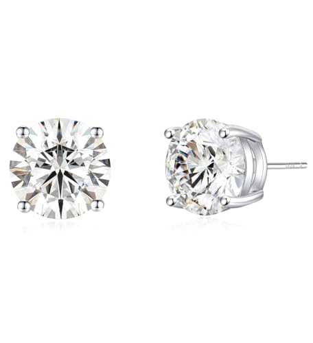 925 Sterling Silver Stud Earrings Simulated Diamond Round Cubic Zirconia Earring Set for Women Men 6-10MM - size: 8mm
