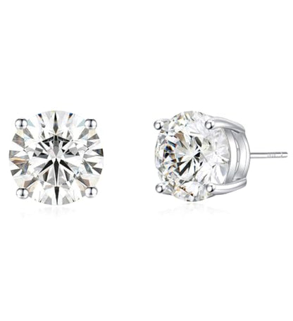 925 Sterling Silver Stud Earrings Simulated Diamond Round Cubic Zirconia Earring Set for Women Men 6-10MM - size: 7mm