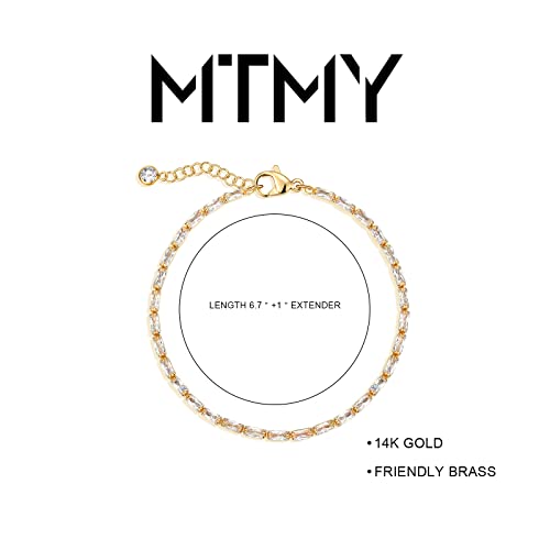 Gold Chain Bracelet for Women, 14K Gold Plated | Dainty Bracelets with Adjustable Chain, Trendy Jewelry Gift for Women - style: Rectangle CZ