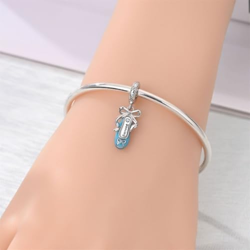 925 Sterling Silver Bead Charm for Pandora Bracelets and Necklaces,Pink Bow Cherry Butterfly Blue Ocean Pendant Bead Charms Jewelry Present Valentines Gifts for Wife/Girlfriend Women - style: Blue Ballet Shoe Charm