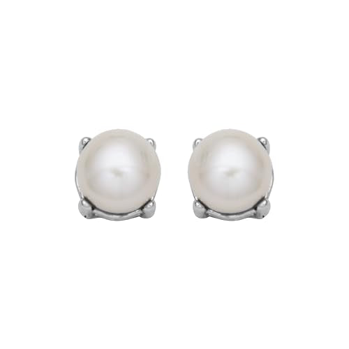 Amazon Essentials Sterling Silver Round Birthstone Stud Earrings - color: White Pearl, June