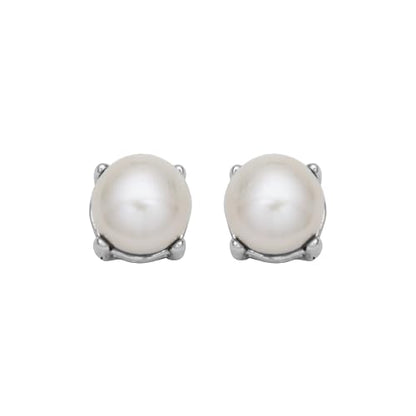 Amazon Essentials Sterling Silver Round Birthstone Stud Earrings - color: White Pearl, June