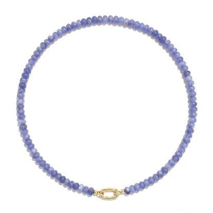CONRAN KREMIX Colorful Stone Beaded Necklace for Women,Natural Gemstone Bead Choker Necklaces Boho Summer Beach Layering Necklace Jewelry Gift for Women - color: Sapphire Blue