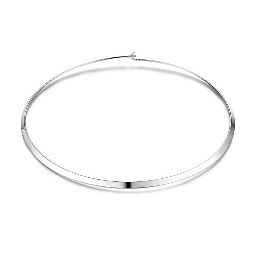 Women's Statement Choker Necklace Exquisite Round Collar Necklace Jewelry In High Polished Round Thin Choker Necklace Jewelry - color: Silver Clip Clasp