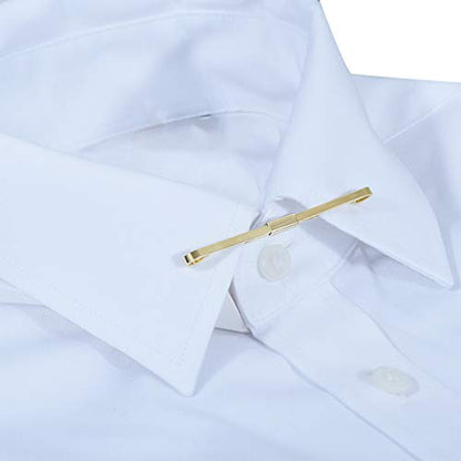 3PCS Men's Classic Tie Clips - Shirt Collar Clip Bar for Necktie - Gold, Silver, Black Tone - Tie Pins, Collar Holder - style: 60mm Length Ring Head