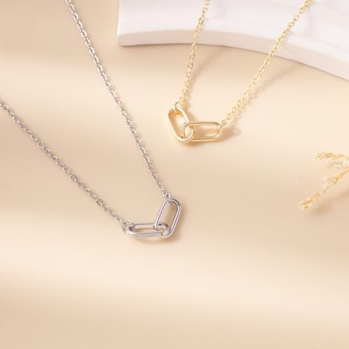 RZKING Silvery Necklace for Women, Gifts for Friend Mom Daughter Teacher - style: Paper Clip