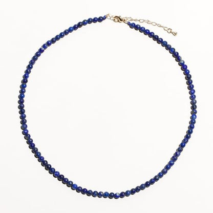 Simple 4mm Gemstones and Crystals Choker Necklace Unisex 16"-18" | Necklaces for Women Men, Adjustable, 40-45 cm Chain Length, Handmade, Spiritual Gemstones, Positive Energy, Daily Wear - style: Lapis Lazuli
