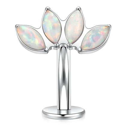G23 Titanium Belly Jewelry 14G Flat Bottom Floating Belly Button Rings Curved Belly Barbell Navel Ring Belly Piercing 8/10/12/14mm Navel Rings Belly Piercings Jewelry for Women - color: Style4:Silver,4 Horse Eye White Opal