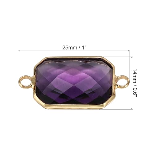 PATIKIL Birthstone Connector Link, Diamond Clear Charm Links, Glass Jewelry Findings Crystal Bead Link for Drop Dangle Pendants Necklace Bracelet Earring - color: Purple