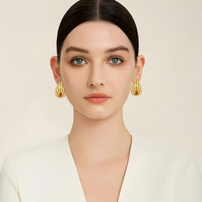 Gold Geometric Drop Dangle Earrings for Women Chunky Trendy Knot Stud Small Twisted Link Earring Jewelry Gift - color: Gold-Knot-E