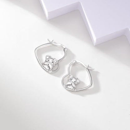 LES OSEWA Dog Animal Earrings Sterling Silver Animal Heart Hoop Dangle Earrings Cute Jewelry Gifts for Women - color: Schnauzer
