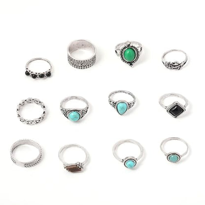 Layering Rings for Women, Adjustable Stainless Steel Joint Finger Cubic Zirconia Stackable Thumb Rings Band for Statement Open Knuckle Stacking for Women - color: Silver Rhinestone 12PCS