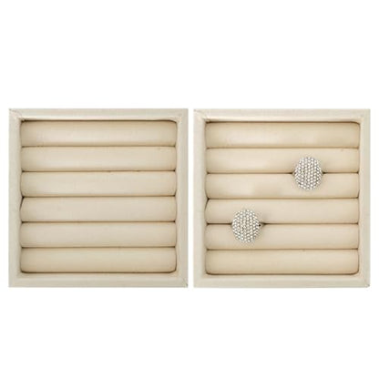 SCIKHETF Velvet Ring Earrings Studs organizer Tray Small Ring Insert Display Tray 5 Slots Stackable (Beige) - color: Beige