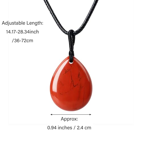 Teardrop Gemstone Necklaces for Women, Healing Crystal Pendant Necklace Birthstone Jewelry for Women - color: Red Jasper