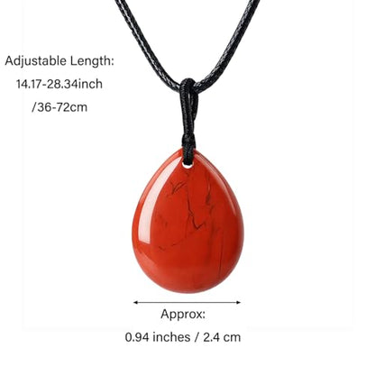 Teardrop Gemstone Necklaces for Women, Healing Crystal Pendant Necklace Birthstone Jewelry for Women - color: Red Jasper