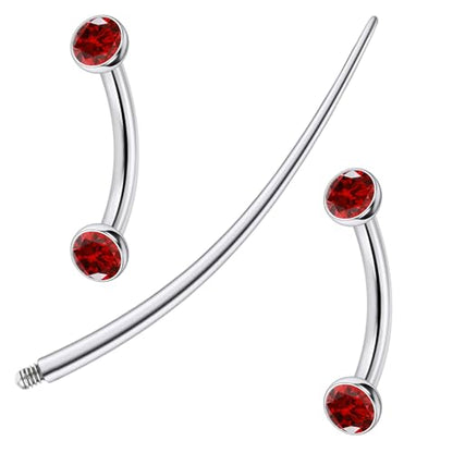 F136 Titanium 16g 6/8/10mm Eyebrow/Rook/Snug/Vertical-Labret/VCH/Snake-Eyes/Anti-Tragus/Christina/Daith/Belly-Button/Bridge/Hood/Surface Curved Barbell Piercing Jewelry for Women Men - color: Red, size: 8 mm (5/16 in)