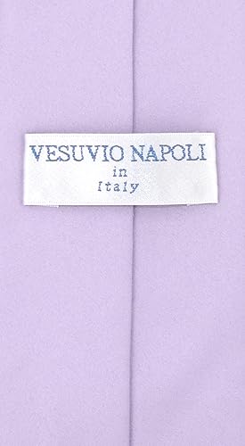 Vesuvio Napoli PreTied Men's Necktie Solid Color Mens Adjustable Zipper Neck Tie - color: Lavender
