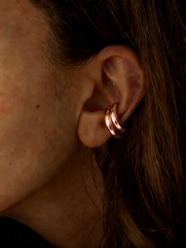 MUMREUES Chunky Ear Cuffs Non Piercing for Women 14K Gold Plated Cuff Earring Trendy Clip on Cartilage Helix Earrings Fake Earring Jewelry Gift - color: Rose Gold