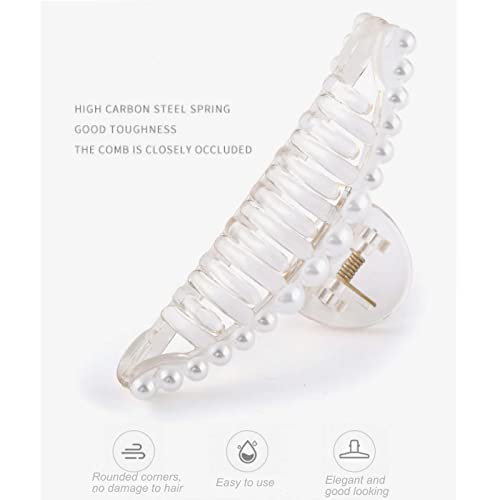 Pearl Hair Clips,Elegant Hair Clip Strong Hold Jaw Clips,Big Pearl Hair Claw Clips Barrettes Nonslip Birthday Mother's Day Wedding Gift for Women Girls Daughter Girlfriend (6 Pack) - size: 1 Count (Pack of 6)