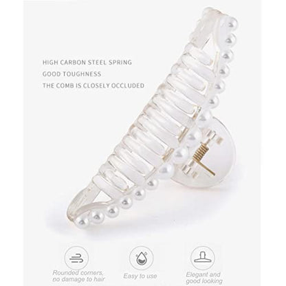 Pearl Hair Clips,Elegant Hair Clip Strong Hold Jaw Clips,Big Pearl Hair Claw Clips Barrettes Nonslip Birthday Mother's Day Wedding Gift for Women Girls Daughter Girlfriend (6 Pack) - size: 1 Count (Pack of 6)