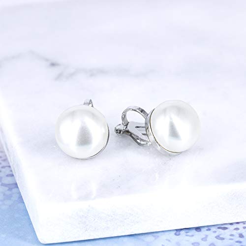 YOQUCOL Simulated Freshwater Pearl Clip On Earrings Not Pierced Elegant Stud Jewelry For Women - color: 12MM-White