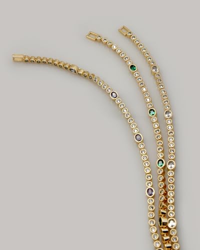 Gold Bracelets for Women, 3mm Cubic Zirconia Tennis Bracelet 7 Inch Gold Jewelry - color: Purple