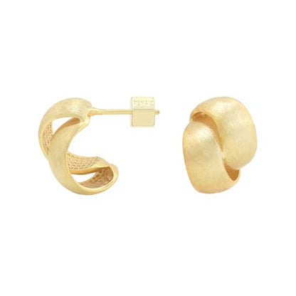 RENAIZ Dainty Lightweight Hoop & Stud Earrings for Women – 14K Gold Plated & Rhodium Plated, Minimalist Geometric Hypoallergenic Jewelry, Tiny Dainty Everyday Studs and Hoops - color: Yellow Gold, style: Matt Brushed