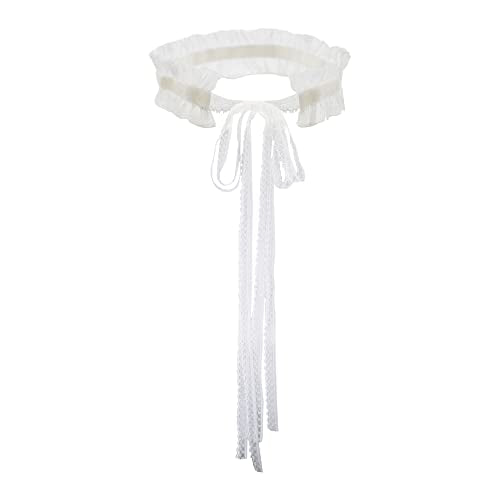 MOMOCAT Lace Choker Necklace for Women Bridal 90s Gothic Tatoo Choker Collar Kawaii Chocker Necklace Flower Ribbon Lolita Accessories - color: White