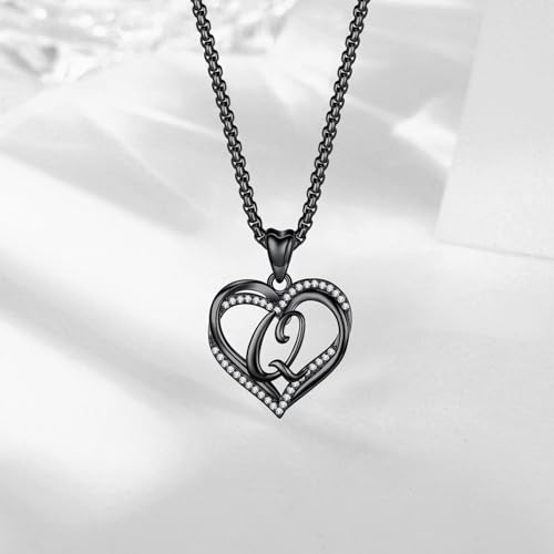INFUSEU Unique Initial Necklaces for Women Girls Small Heart Letter Jewelry, Meaningful Personalized Gifts - style: Q