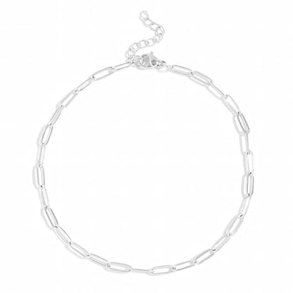 DESTIN Jewelry 18K Gold Plated Paperclip Chain Necklace, 2.5-6.5mm | Waterproof, hypoallergenic and tarnish-resistant adjustable stainless steel layering chain for women. - color: Stainless Steel, size: 9", style: 2.5 MM