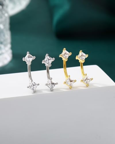 COCHARM Minimalist Rook Earrings 16G Rook Piercing Jewelry Stainless Steel Eyebrow Rings for Women Men Dainty Lobe Earrings 6/8MM - color: WG-6MM
