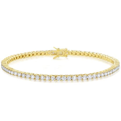KRKC Tennis Bracelet for Women 14K White Gold Plated, AAAAA+ Classic Cubic Zirconia Bracelet with 2mm-5mm Width, Durable Gold Bracelets Jewelry Christmas Gift, Size 6.5-8 Inches Hypoallergenic - color: 2mm, Gold, size: 6.5 inches