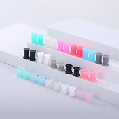 Juway Oveta Ear Gauges for Ear Silicone Ear Plugs Soft Flexible Silicone Gauge Saddle Silicone Ear Plugs and Tunnels 6mm-20mm(16 Pairs) - color: 32PCS 6mm(2GA)