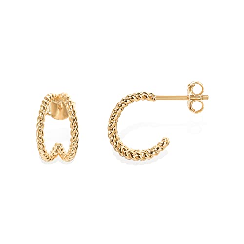 PAVOI 14K Gold Plated Split Huggie Hoop Earrings for Women, Hoop Earrings | Hypoallergenic Earrings with 925 Sterling Silver Posts, Trendy Split Multi Hoop Earrings - style: Rope