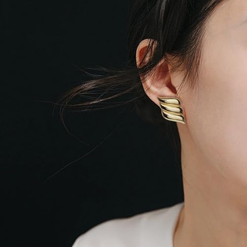 Jean Beau Chunky Gold Stud Earrings for Women Trendy Gold Plated Dangle Drop Prom Birthday Fashion Office Jewelry Gift - color: Gold Wing