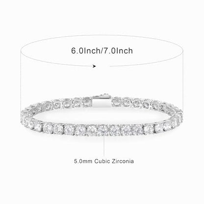 3/4/5mm Tennis Bracelet, 18k White Gold Plated 3MM/4MM/5MM Iced Out Round Cubic Zirconia Tennis Bracelet for Women Men 6.5/7/7.5 Inches - color: 5MM White Gold, size: 8 inch