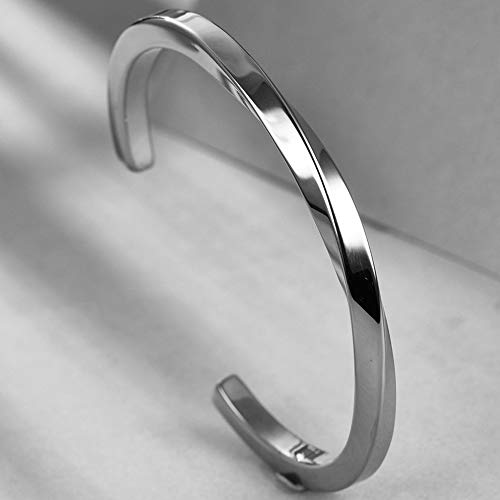 Jude Jewelers Stainlesss Steel Twisted Wave Classical Simple Plain Open Cuff Bangle Bracelet - color: Silver