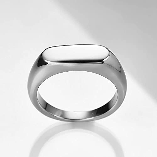 VQYSKO 14K Gold Plated Signet Ring | Statement Band Jewelry for Women - color: Silver