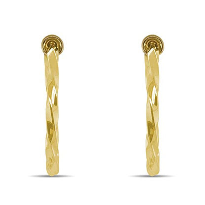 Clip On Spring Hoop Earrings for Non-Pierced Ears - color: Gold-Tone Twisted, size: 30mm