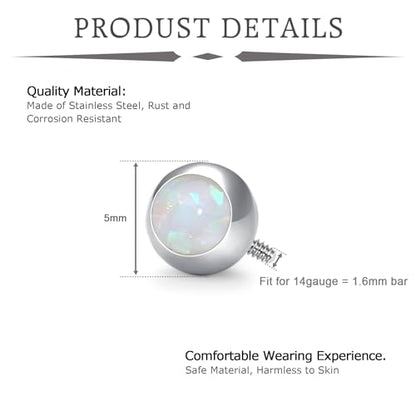 VCMART 14G 5mm 8mm Replacement Balls Externally Threaded Piercing Balls for Tongue Nipple Navel Belly Button Rings Industrial Barbell Piercing Surgical Steel Body Piercing Jewelry Parts - color: 20pcs 5mm ball -6(C)
