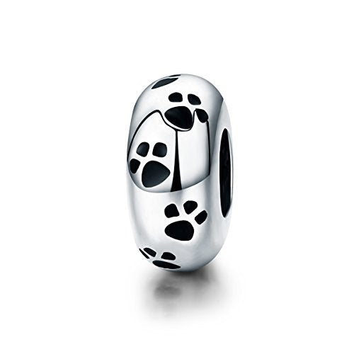 BISAER Stopper Beads Spacers Charms for Bracelets 925 Sterling Silver Clips | Original Spacer Charms Safety Chain Fit 3mm Bracelet Stopper Beads with 5A Cubic Zirconia DIY Accessories for Women - color: White