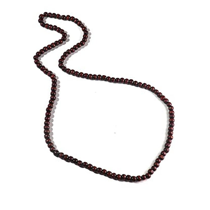 COLORFUL BLING 8MM Natural Wood Bead Necklace Africa Wooden Chain Statement Unisex Chunky Strand Necklaces Hip Hop Jewelry - color: dark brown