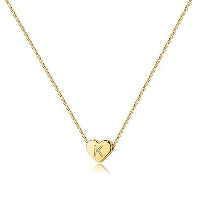 Turandoss Heart Initial Necklaces for Women Girls - 14K Gold Plated Heart Pendant Letter Alphabet Necklace Letter Initial Necklace Gifts for Girls Teens - style: K